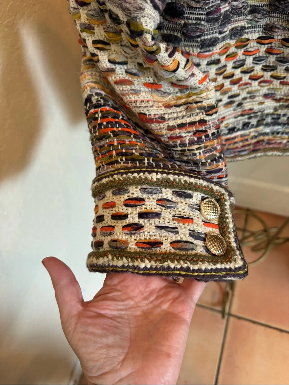 CHANEL Multicolor Woven Tweed Jacket with Cream Base